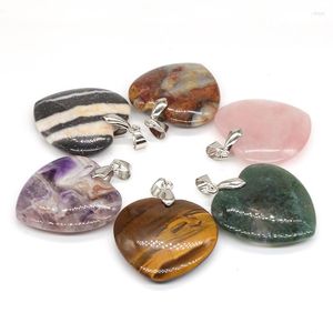 Decorative Figurines Heart Shape Pendants Natural Healing Crystal And Stone Hand-made Craft Trinket Charms Accessories For Diy Jewelry