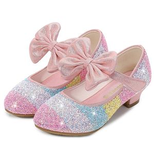 أحذية رياضية أحذية جلدية أحذية الأميرة أطفال مستديرة ، فتيات كبيرات ناعمة كبيرة الكعب الكريستال واحد 221107
