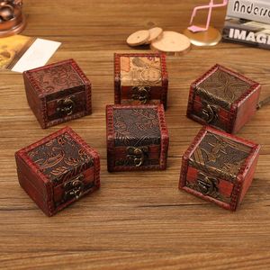 Storage Bags Creative Archaistic Retro Small Wooden Earrings Ear Studs Password Jewelry Gift Packaging Box