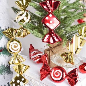 Christmas Decorations 18cm Pendant Plastic Candy Red Series Lollipop Hanging Ornament Tree Home Decoration Xmas Year Kid Gift