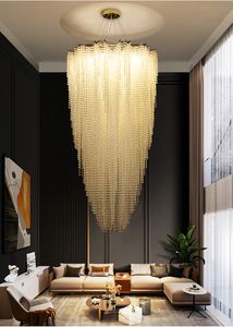 Modern Crystal Chandelier For Staircase Luxury Home Decor Chrome Led Cristal Lamp Large Living room Design Crystal Light Fixture