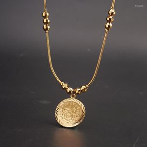 Colliers pendants Chaîne de symboles de monnaie arabe Moyen Orient Item Islamic Muslim Métal Gold plaqué ancien collier de cuivre matériau