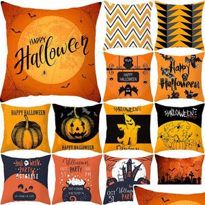 Pillow Case Halloween Pillow Case With Den Zipper Design Pumpkin Trick Or Treat Throw Ers For Sofa Couch Bed Car Decoration Drop Del Dhwqe