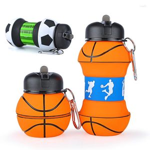 Wasserflaschen Sport Silicone Fold Wate Flasche Fußball Basketball Tennis tragbares Kessel Reise Picknick Weihnachtsgeschenk für erwachsene Kinder