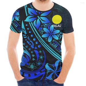 Magliette da uomo T-shirt da uomo di grandi dimensioni Polinesiana Isole Palau Logo Stampa Blu Estate Girocollo Manica corta Felpa da indossare tutti i giorni