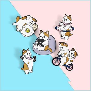 ピンブローチ自転車猫カワイイエナメルブローチピン女性ファッションドレスコートシャツデミンメタルピンバッジプロモーションギフトdhfys