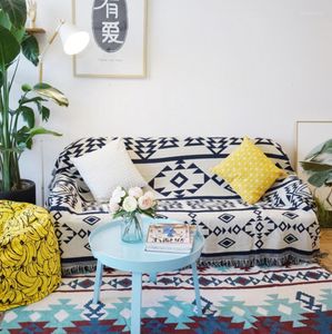 Dywany Kilim biały bawełniany dywanik dywanika egzotyczna geometryczna pościel na dzianinowa kanapa okładka rzut koc sofa do ciała na podłogę piknikową