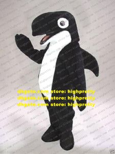 Adorável mar -mar preto whale cetáceo mascote figurino adulto desenho animado personagem de traje de traje de fechamento cerimônia de graduação zz7741