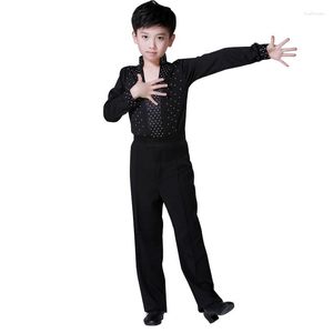 Stage Wear 2022 Boy Latin Dancewear Ruffly Blue White Black Ballroom Modern Boys Dance Costumes Clothes