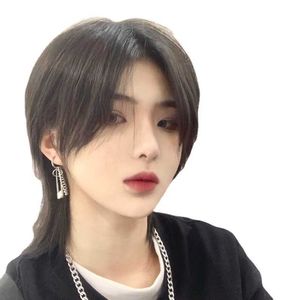 Hair Lace Wigs Wolf Tail Wig Men's Short Hair Curled Out Mullet Head ffy Natural Net Red Same Hairstyle