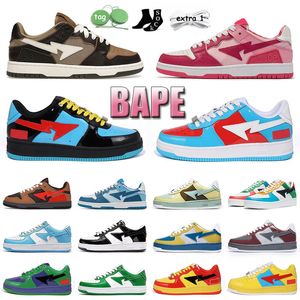 Bapestas Baped SK8 Sta Shoes Patent Leather Black Green Grey ABC Pink Blue Color Camo Combo Pink Beige Suede Designer Sneakers Platform Sports Trainers