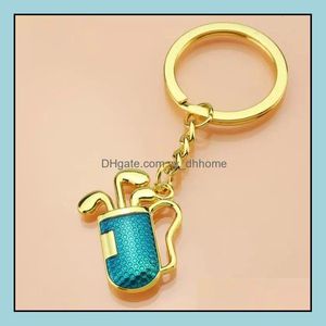 Keychains Lanyards 4 Färger Golf Keychain Söt 2D Simation Golfss Club Ball Tube Ring Golfs Gift Drop Delivery Fashion Accessor DHE2A