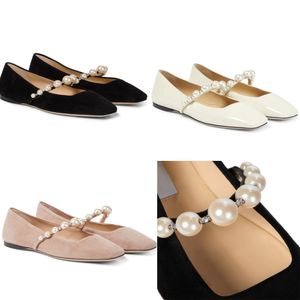 Spring and Autumn Women's Sandals Luxury designer couture Ade Decorative patent leather suede ballet flat shoes with narrow straps and bead