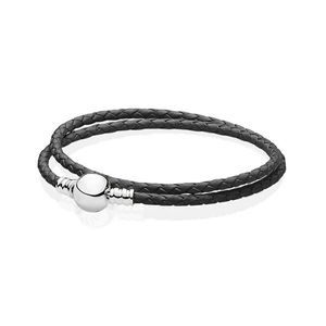 L￤der silver charm armband kvinnor klassisk smycken julklapp diy fit pandora armband