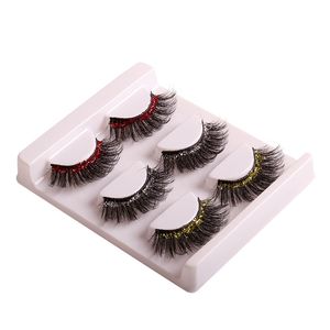 Thick Curly Colorful Glitter False Eyelashes Naturally Soft & Vivid Hand Made Reusable Multilayer 3D Mink Fake Lashes Stereoscopic Effect Party Eyelashes