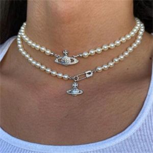 Luxury Pearl Necklace Women Designer Beaded Pendant Ladies Diamond Pin Necklaces Fashion Pearles Necklace Wedding Party Gift23663