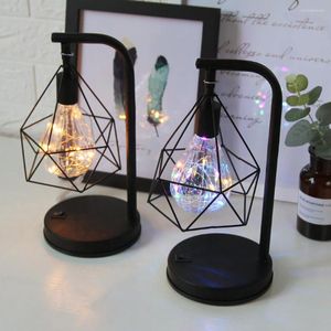 Table Lamps Novelty LED Lamp Modern Wrought Iron Night Light Atmosphere Home Decoration Lovely Lantern Christmas Party Bar Lighting