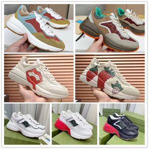 Designer Casual shoes Beige Men Trainers Vintage Chaussures Rhyton sneaker Strawberry wave big mouth tiger strawberry rat pattern for woman
