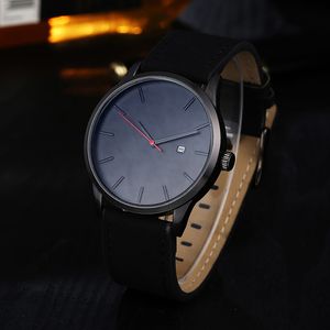 HBP Watches for Men Black Simple Leather Strap Mens Hatse Casual Quartz Clock Montres de Luxe