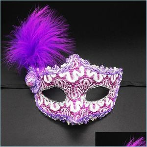 Maschere per feste Maschera per gli occhi Piuma Ballo in maschera Carnevale Vestito operato sexy Mti Colore Maschere principessa per Halloween Party Drop Delivery Ho Dhunr