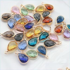 Charms Diy Jewelry Making 10X14Mm Faceted Tear Drop Crystal Gemstone Charm Pendant Accessories Delivery Findings Components Dhxt0