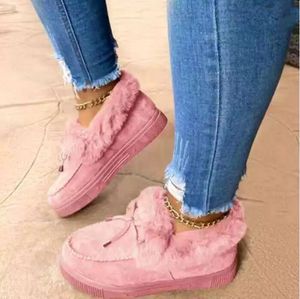 Novas mulheres botas de neve de neve, pel￺cia de inverno quente sapatos de feij￣o de moda em mulheres planas botas tornozelas sapatos macios com algod￣o p1109