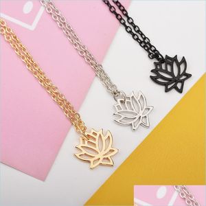 Pendant Necklaces Lotus Choker Necklace Elegant Good Karma Drop Delivery Jewelry Necklaces Pendants Dhml0
