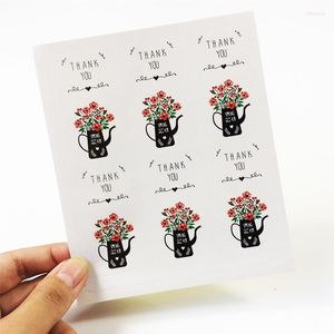 Confezione regalo 600 Pz / lotto Bollitore per fiori vintage Grazie Adesivo sigillo di carta kraft bianco per la cottura Adesivi per etichette di decorazione pacchetto fai da te