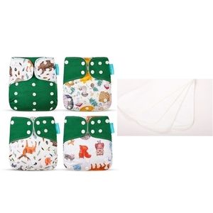 Pannolini di stoffa Happyflute OS Pocket 4Pcs Diaper4Pcs Insert Lavabile Riutilizzabile Assorbente Pannolino ecologico Copertura per pannolini per bambini regolabile 221107