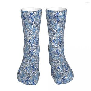 Calzini da uomo Blu Asiatico Motivo Paisley Calzino Hippie Boemia Uomo Donna Calze in poliestere Personalizzabile Divertente