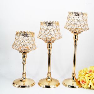Candle Holders 1Pc Crystal Gold Candlestick For Wedding Party Festival Home Table Dinner Decoration Holder