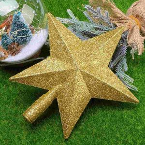 Decorazioni natalizie Tree Topper Star Ornament Gold Toppers Decorationtreetop Ciondolo natalizio a cinque punte Stelle d'argento