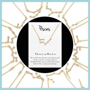 Pendant Necklaces 12 Constellation Zodiac Sign Necklace Horoscope Zircon Korean Jewelry Star Galaxy Libra Astrology With Retail Card Dhliq