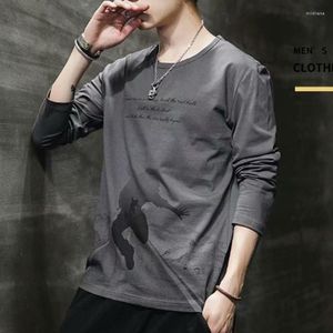 T-shirt da uomo 2022 primavera e autunno moda coreana allentata a maniche lunghe senza cappuccio T-shirt girocollo cinese giovanile Casual Top