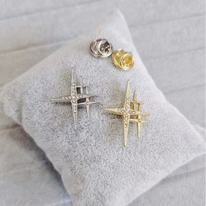 Women Men Cross Brooch Suit Lapel Pin Gold Silver Crystal Cross Brooches for Gift Party