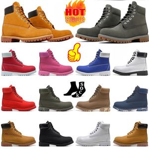 2023 Designer Martin timber Boots Men Women TBL ankle Boot Luxury Leather Shoes for cowboy Yellow Red Blue Black Pink Hiking work land Sports Tbl booties Size 36-46