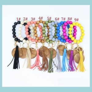 Andra armband koreanska veet tassel skiva sågspån armband utskrivbar hänge elastisk sladd nyckelchain mticolor urval släpp leverans je dhwek