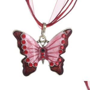 Naszyjniki wisiorek krystaliczne motyle dławiki naszyjnik luksusowy biżuteria długa łańcuch zwierzęcy z naszerem kropl