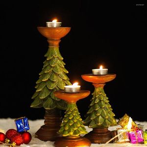 Candle Holders Christmas Decoration Holder Tree Shape Resin Shelf Home Living Room Porch Desktop Decor Xmas Ornaments