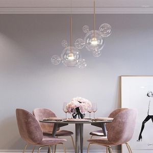 Chandeliers Glass Bubbles Ceiling 2022 Trend Lustre Hanging Lamps LED Light Artistic For Dining Table