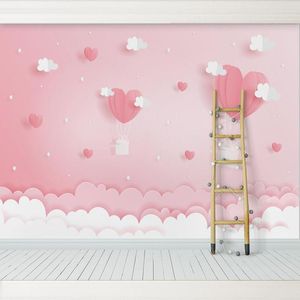 Bakgrundsbilder Dekorativa tapeter 3D Pink Clouds Fantasy Princess Children's Room Bakgrund