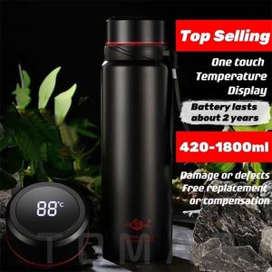 Su Şişeleri 420-1800ml Büyük Kapasite 304 Paslanmaz Çelik Tumbler Vakum Termal Şişe Termos Kahve Çayı Taşınabilir Şişe Dropship 221109