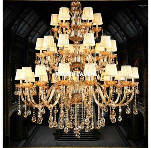 Люстры D120CM 30L Crystal Luxury Congac/Amber Color Light K9 Модная люстра высшего класса освещение