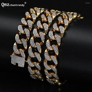 Chains Men's Hip Hop 13mm Iced Out Zircon Jewelry Miain Cuban Chain Necklace Golden Micro CZ Pave Clasp Drop