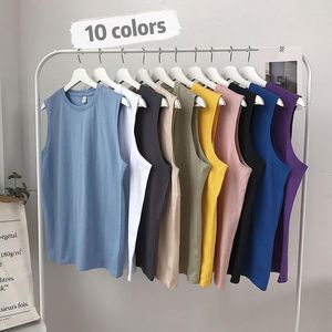 Men's T Shirts Fashion Men Shirt Loose Cotton Tops Tee Casual Summer Sleeveless Long For Boys Solid Color Clothing S-4XL