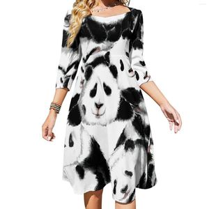 Lässige Kleider, Aquarell-Panda-Kleid, Sommer, sexy, süßer Tierdruck, Damen-Straßenmode, übergroße Geschenkidee