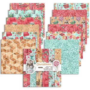 Geschenkpapier, 24 Blatt, Weihnachts-Scrapbooking-Aufkleber, Kunst-Hintergrund, Papier, Kartenherstellung, DIY-Scrapbook