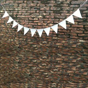 Decoração de festa tamanho grande 4m 12 bandeiras de tecido branco liso Bunting mariage mariage vintage banner home guirland