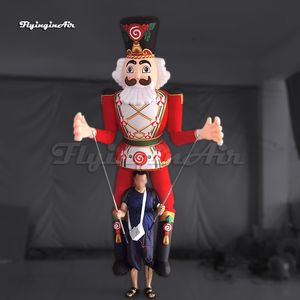 Walking Inflatable Nutcracker Puppet Christmas Parade Walking Cartoon Figure Prop Blow Up Soldier Costume For Event
