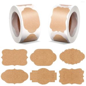 Embrulhe em branco Kraft Paper Sticker Rótulos para presentes Branctles Bottles e Jars Candle Office Classification Stationery